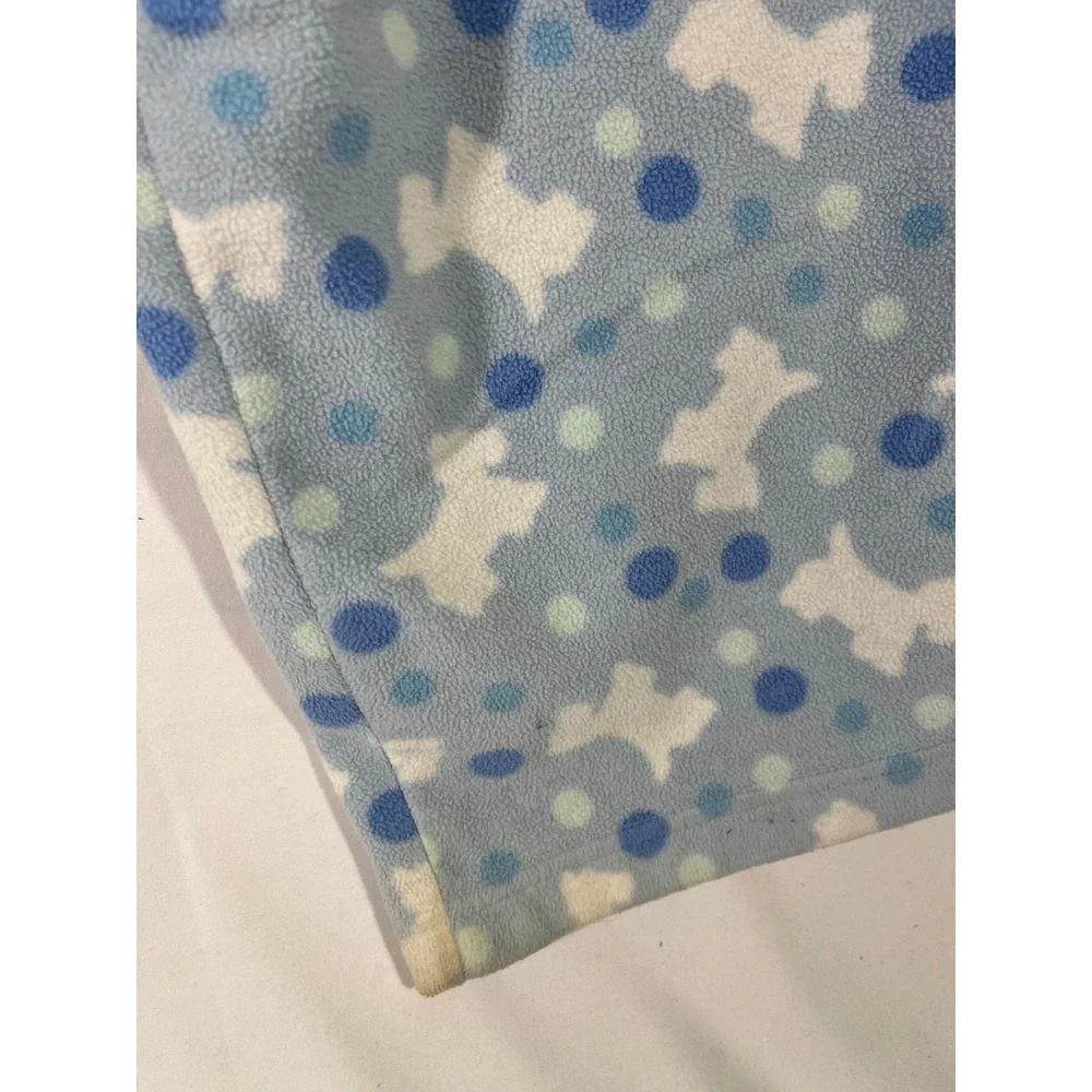 VS‎ Pink K Fleece Scottie Dog Polka Dot PJ Set Women L Blue Long Sleeve Cozy